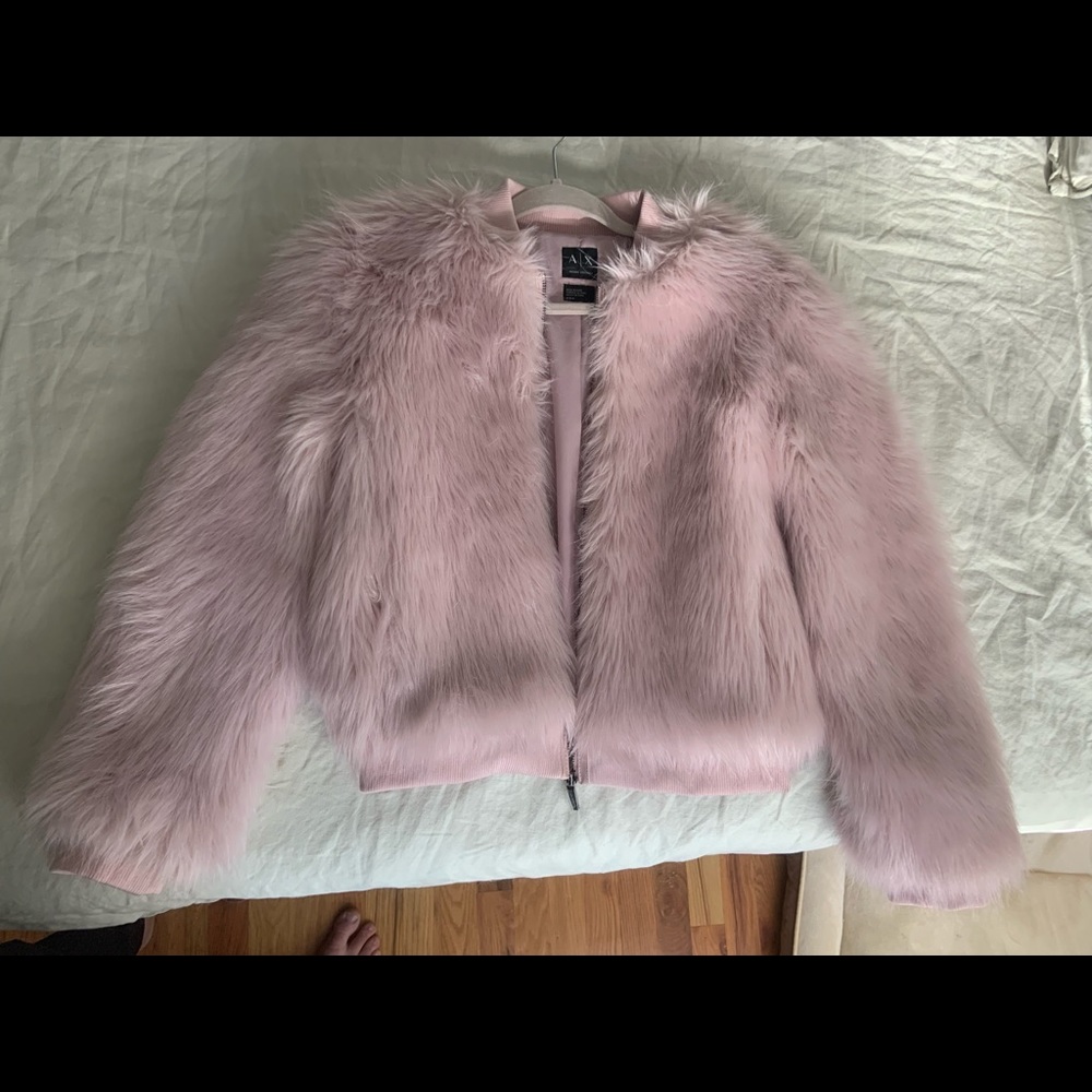 Armani Exchange pink fur coat NWOT